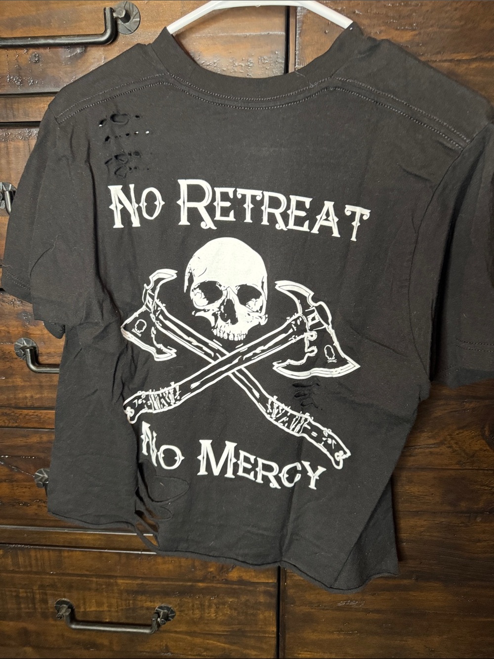 No Retreat No Mercy Skull Graphic Tee - Black